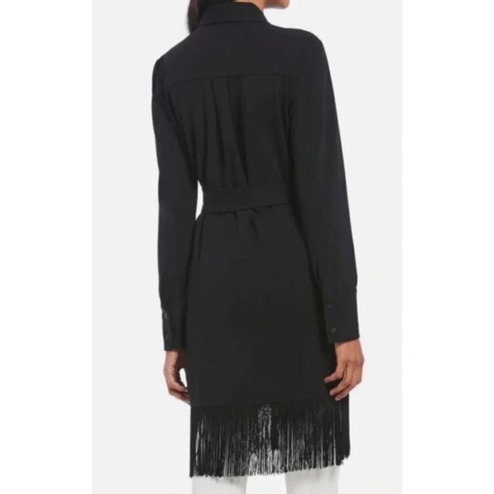 H by Halston Women's Black Fringe Button Down Tunic, L - Picture 3 of 12